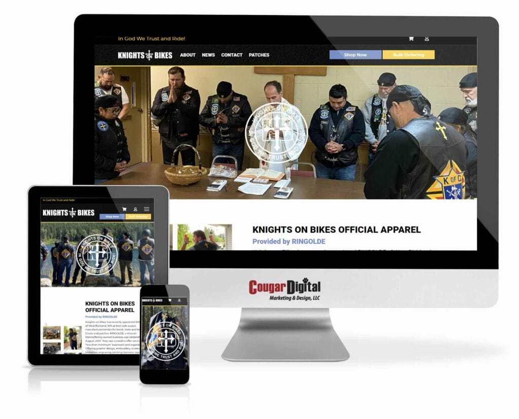 Knights on Bikes website design