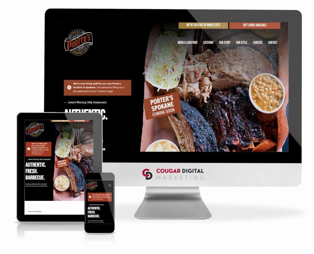 Porter's Real Barbeque website design