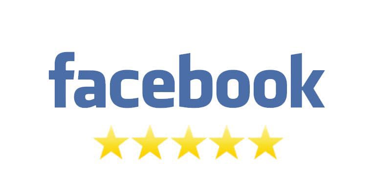 facebook-reviews Facebook logo with five stars rating.