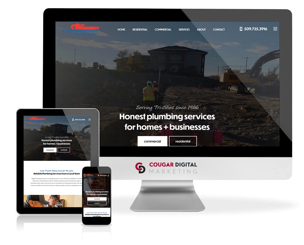 Responsive plumbing services website on multiple devices