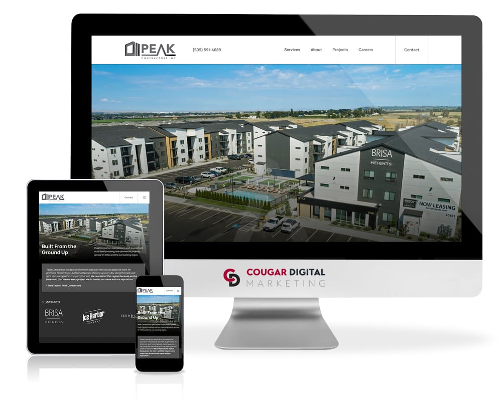 Peak-Contractors Responsive design showcasing Peak Contractors' website.