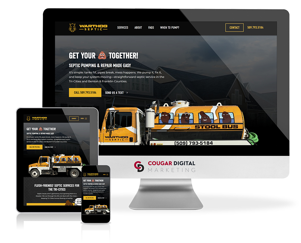 Warthog Septic website on multiple devices