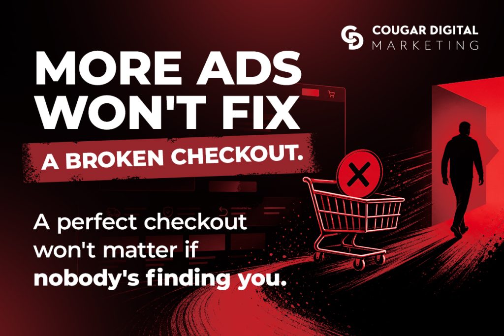 Cougar Digital Marketing ad about broken checkout and advertising