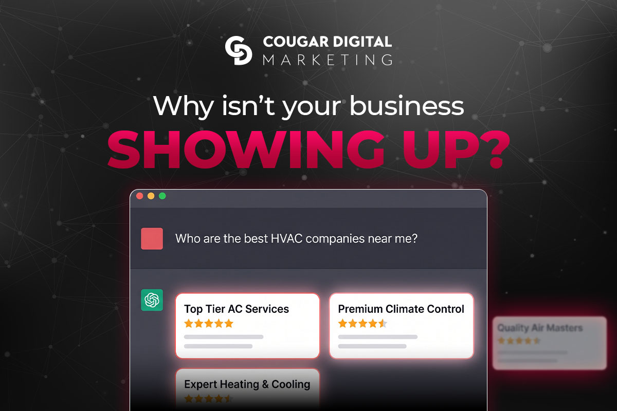 Cougar Digital Marketing ad asking why your business isn't showing up