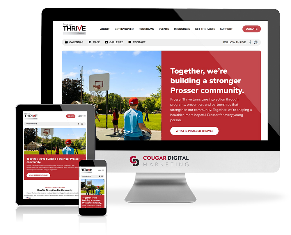 Prosser Thrive Coalition website displayed on multiple devices