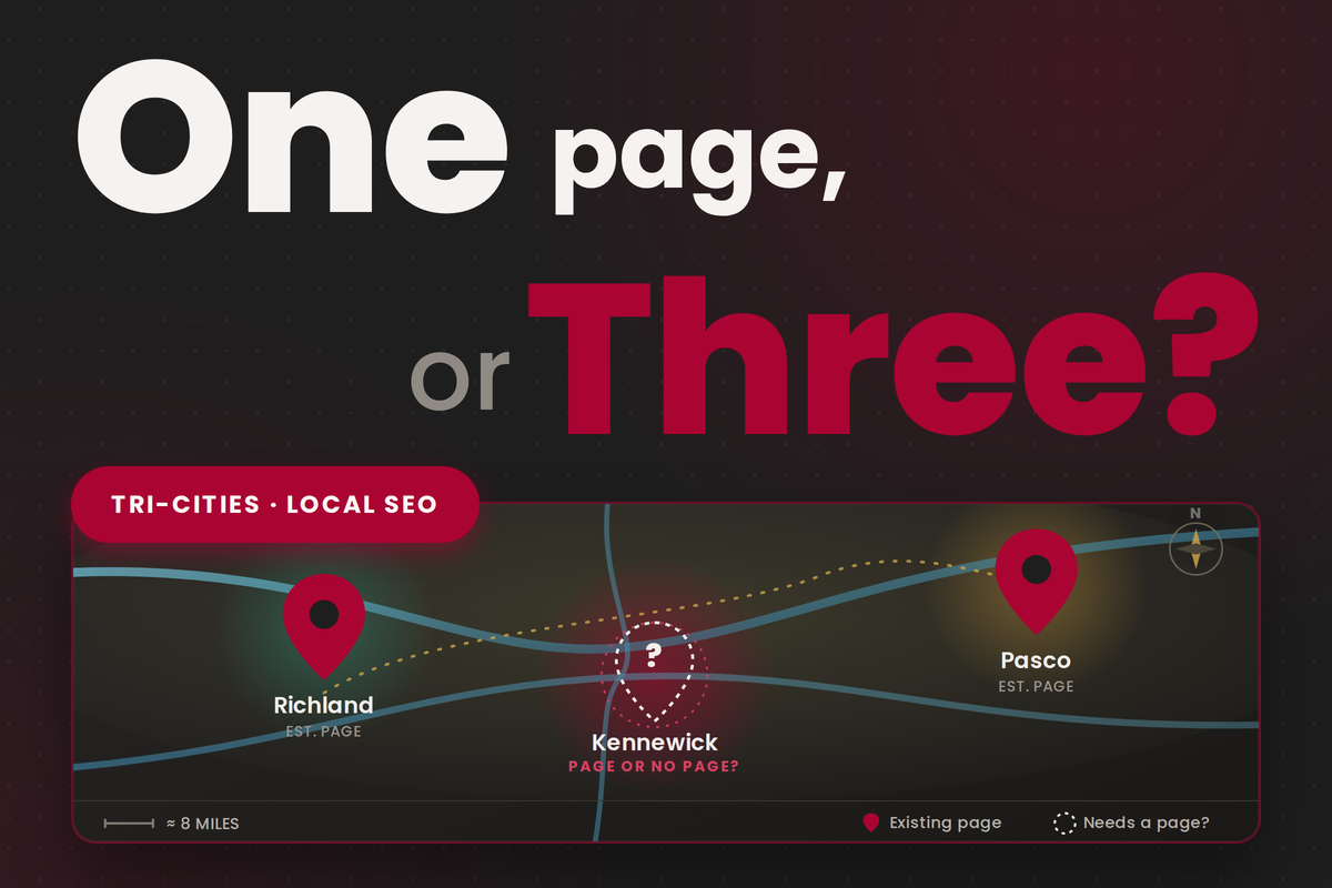 Tri-Cities local SEO map showing one page or three question