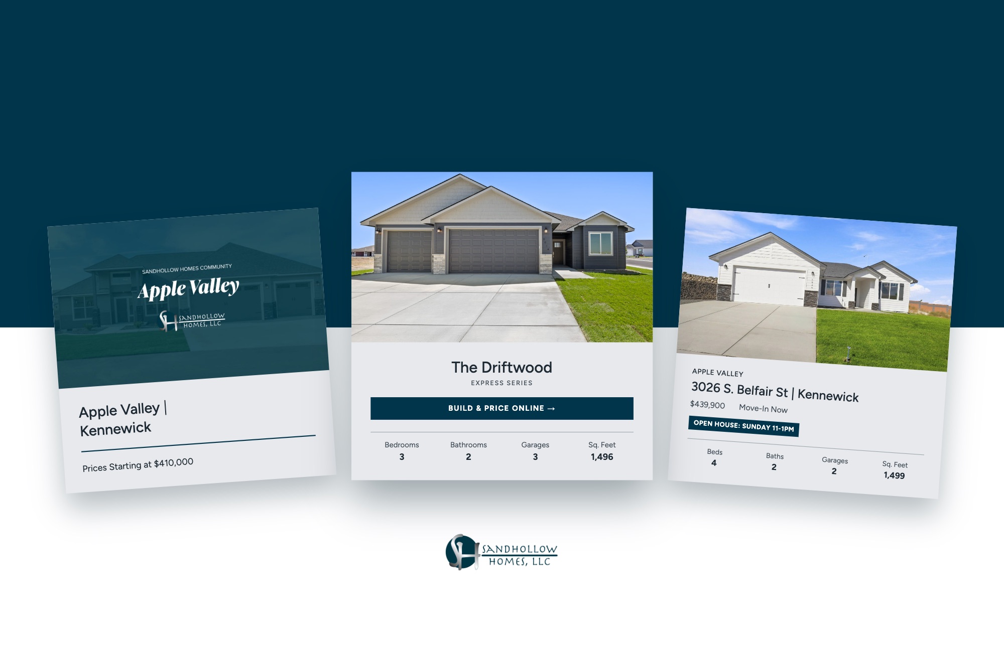 card-seam-fan Sandhollow Homes real estate listing cards for Apple Valley