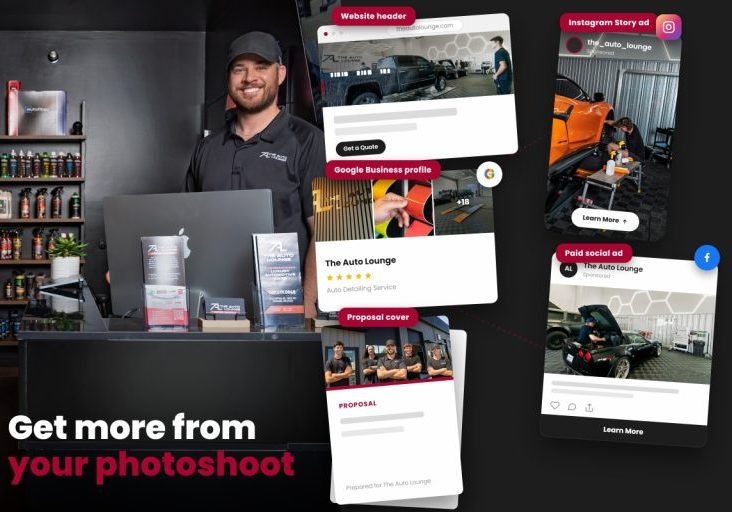 Auto Lounge photoshoot marketing materials for digital platforms