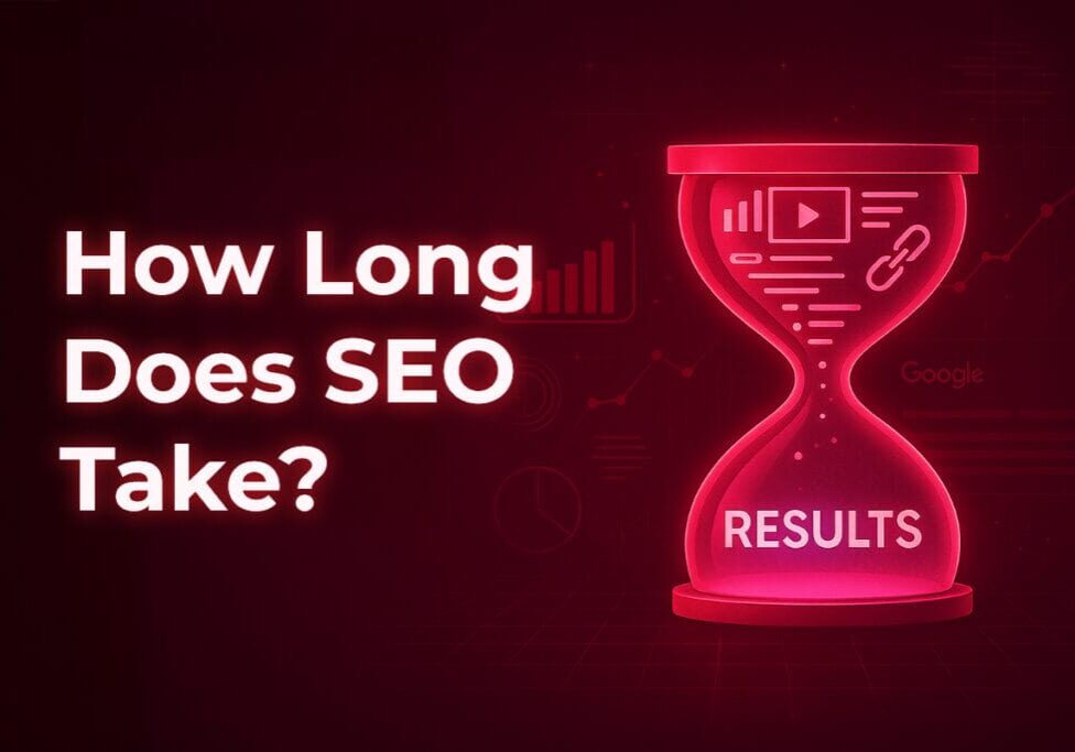 SEO timeline demonstrated with hourglass graphic.